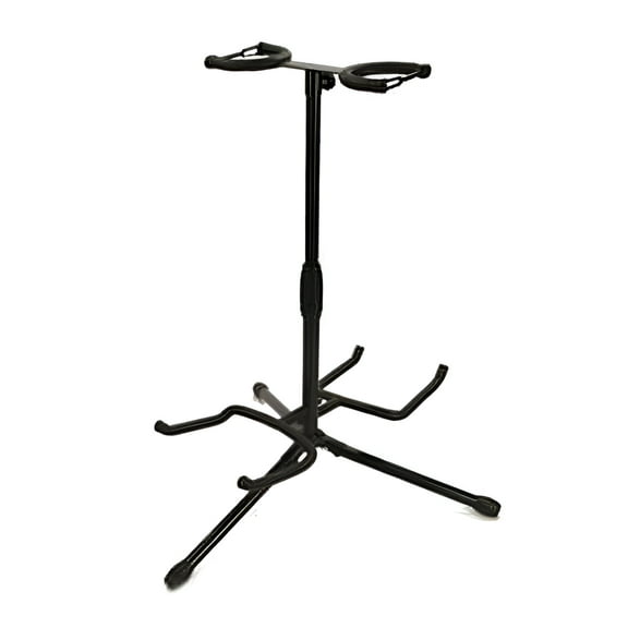 DUAL GUITAR DISPLAY STAND - TRADITIONAL DESIGN ADJUSTABLE HEIGHT FOAM PADDED New