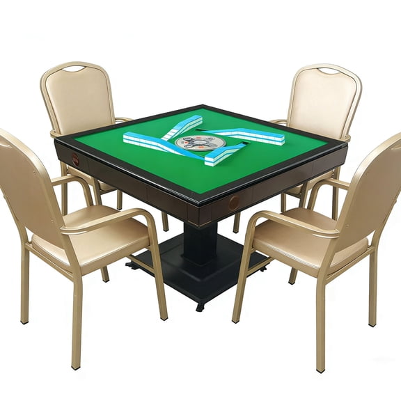 HUANGZHE Automatic Mahjong Table 42mm, Modern Black Design, Suitable for American, Chinese Mahjong Rules