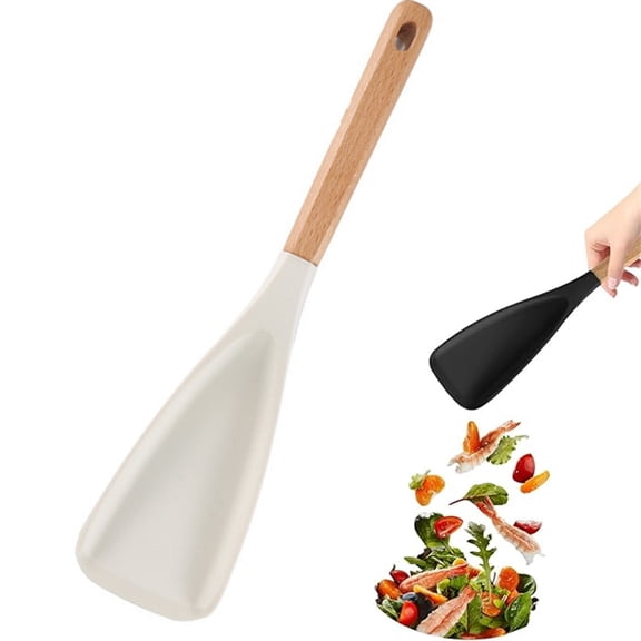 Fmxomd Cooking Spoon for Nonstick Cookingwares, Silicone Spoon Spoon for Mixing, Scoop, and Scrape, (White-1 pack, 12.2'')