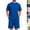 23# Royal Blue, variant on Mens Pajamas Set Lightweight Summer Pjs Sleepwear Soft Comfy Short Sleeve Loungewear With Pocket Light Gray 3XL