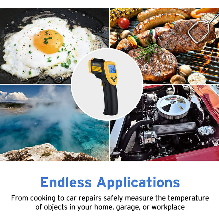 Etekcity Lasergrip 1080 Non-Contact Digital Laser Infrared Thermometer  Temperature Gun -58℉~1022℉ (-50℃～550℃), Yellow and Black 