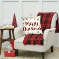 thumbnail image 5 of Floleo Christmas Pillow Covers Decoration, 18x18 inch Buffalo Plaid Farmhouse Red Christmas Winter Throw Pillows, Cushion Case Couch Decor for Christmas Home Outdoor Decorations, 5 of 6