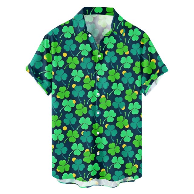 Wyzesi Chemise Blanche pour Hommes, Chemise Décontractée Imprimée pour la Saint-Patrick, Manches Courtes, Col Mao, Chemise de Compression, Manches Longues, Rouge