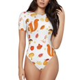 thumbnail image 2 of Goofa Squirrel InThe Forest3 Printed Women Rash Guard Short Sleeve,Tummy control Swimsuit Surfing Swimsuit Bathing Suit One Piece Swimsuit UPF 50-, 2 of 9