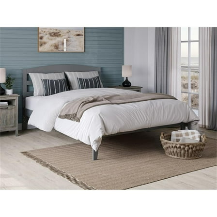 AFI Warren Solid Wood Traditional Queen Bed with USB Charging Station in Gray
