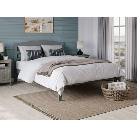 AFI Warren Solid Wood Traditional Queen Bed with USB Charging Station in Gray