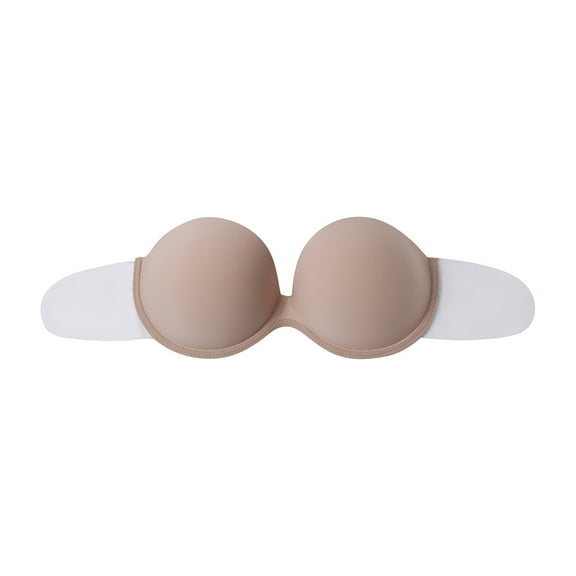 Odeerbi Invisible Sticky Bras for Women Adhesive Bras Strapless Gathering Bra Push Up Stickers Seamless Silicone Underwear Beige