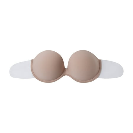 Odeerbi Invisible Sticky Bras for Women 2025 Adhesive Bras Strapless Gathering Bra Push Up Stickers Seamless Silicone Underwear Beige