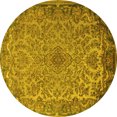 thumbnail image 1 of Ahgly Company Machine Washable Indoor Round Medallion Yellow Traditional Area Rugs, 8' Round, 1 of 4