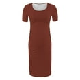 thumbnail image 6 of gakvbuo Maternity Dress For Photoshoot Womens Short Sleeve Breast-Feeding Maternity Nursing Dress Bodycon Pregnancy Scoop Neck Ruched Midi Fitted Dresses For Women 2109, 6 of 7