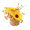 thumbnail image 2 of Fall Tabletop Decor, Artificial Flower Arrangement in Woven Basket with Pumpkin and Maple Leaf for Mantel Shelf and Thanksgiving Centerpiece Display, Preassembled Potted Floral Accent, 2 of 6