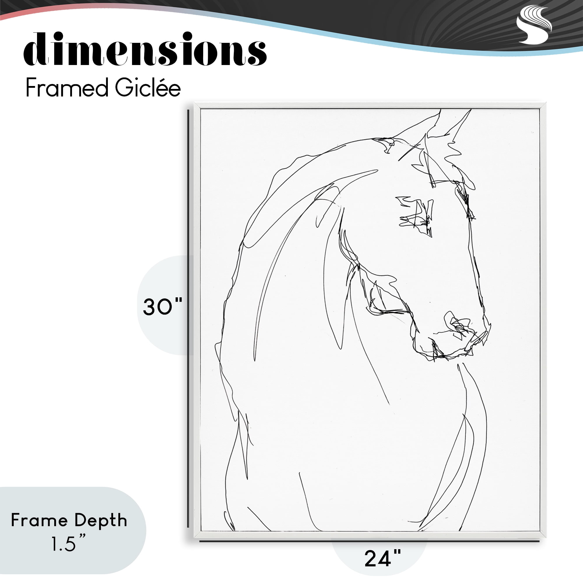 Stupell Industries Sketched Horse Contour White Framed Giclee Art, design by Lorenzo Collective