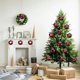 thumbnail image 5 of Juego de adornos navideños de bolas de extraterrestre para árbol | Bolas decorativas colgantes de poliéster rojo y verde con cordón | Adornos navideños ligeros y duraderos para coronas, fiestas y, 5 of 6