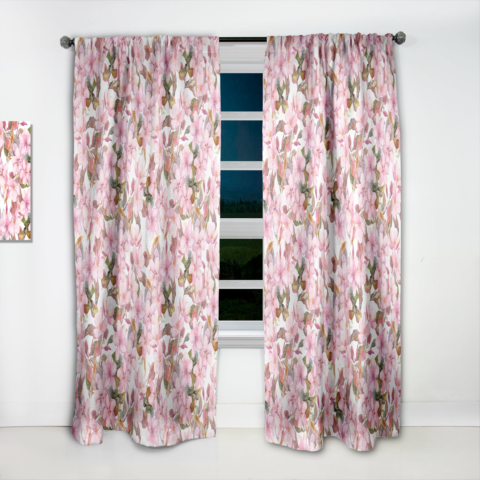 Designart 'Blossom Pink LIII' Traditional Curtain Panel