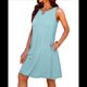 thumbnail image 3 of Vestidos de Verano para Mujer 2025, Informales, Holgados, Sin Mangas, con Ojales, con Bolsillos, Azul , XXL, 3 of 6
