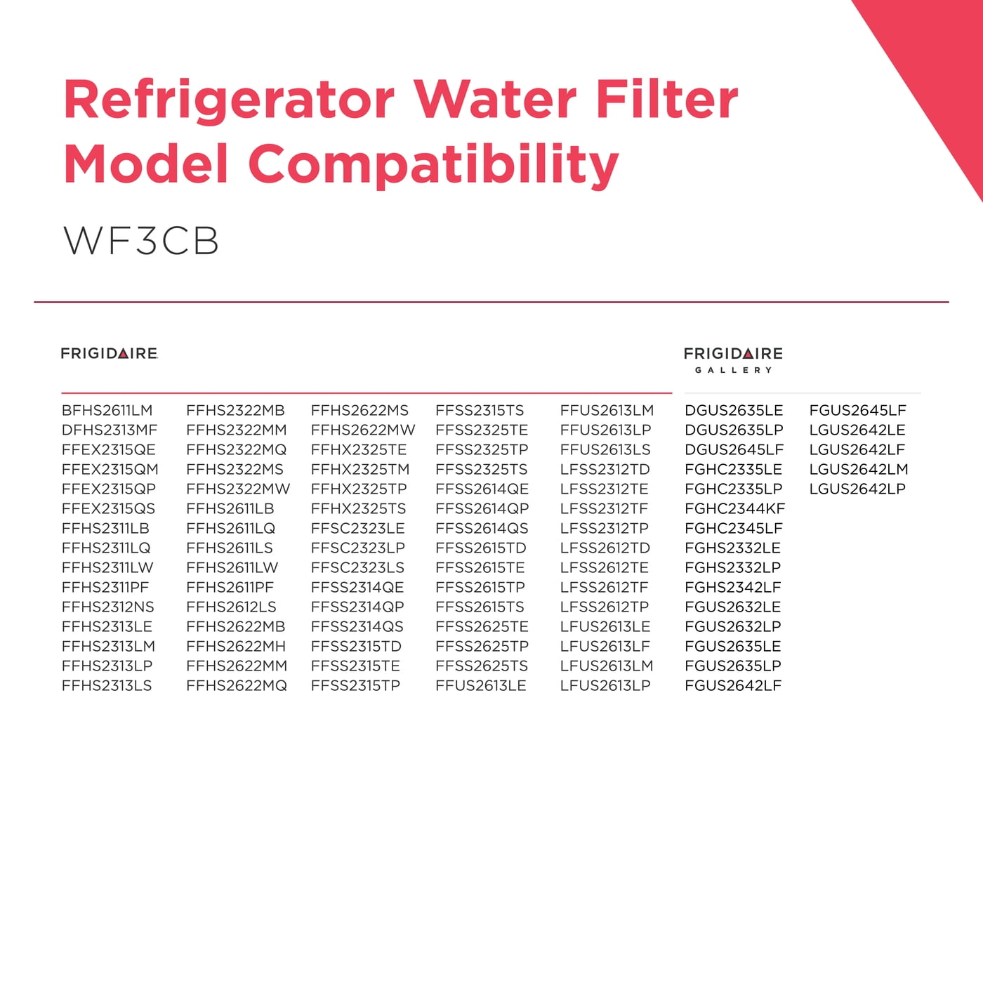 (3 pack) WF3CB Frigidaire Refrigerator Water Filter for Water and Ice, 200 Gallons