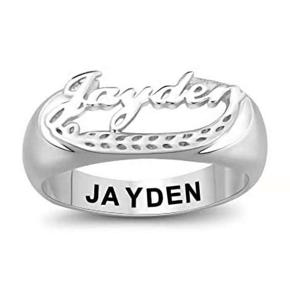 Customizable Sterling Silver Name Ring Custom Birthstone Engraved name ring - Personalized Gift for Her-Ccjcinata (Sterling Silver - Platinium)
