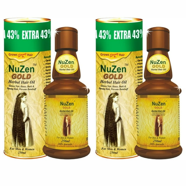 NuZen Huile Capillaire aux Herbes Dorée 250 ml - Lot de 2