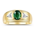 thumbnail image 1 of RYLOS Men's Rings 14K Yellow Gold Classic 8X6MM Oval Gemstone &  Diamond Ring Green Sapphire September Birthstone Rings For Man Gold Rings Size 11, 1 of 7
