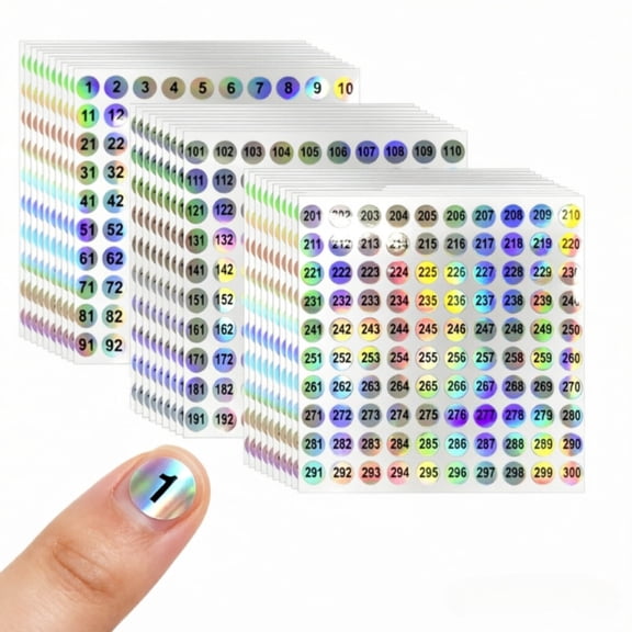 Number Stickers 3000 Pcs 1-300 Small Round Consecutive for Marking Label (0.4 Inch)