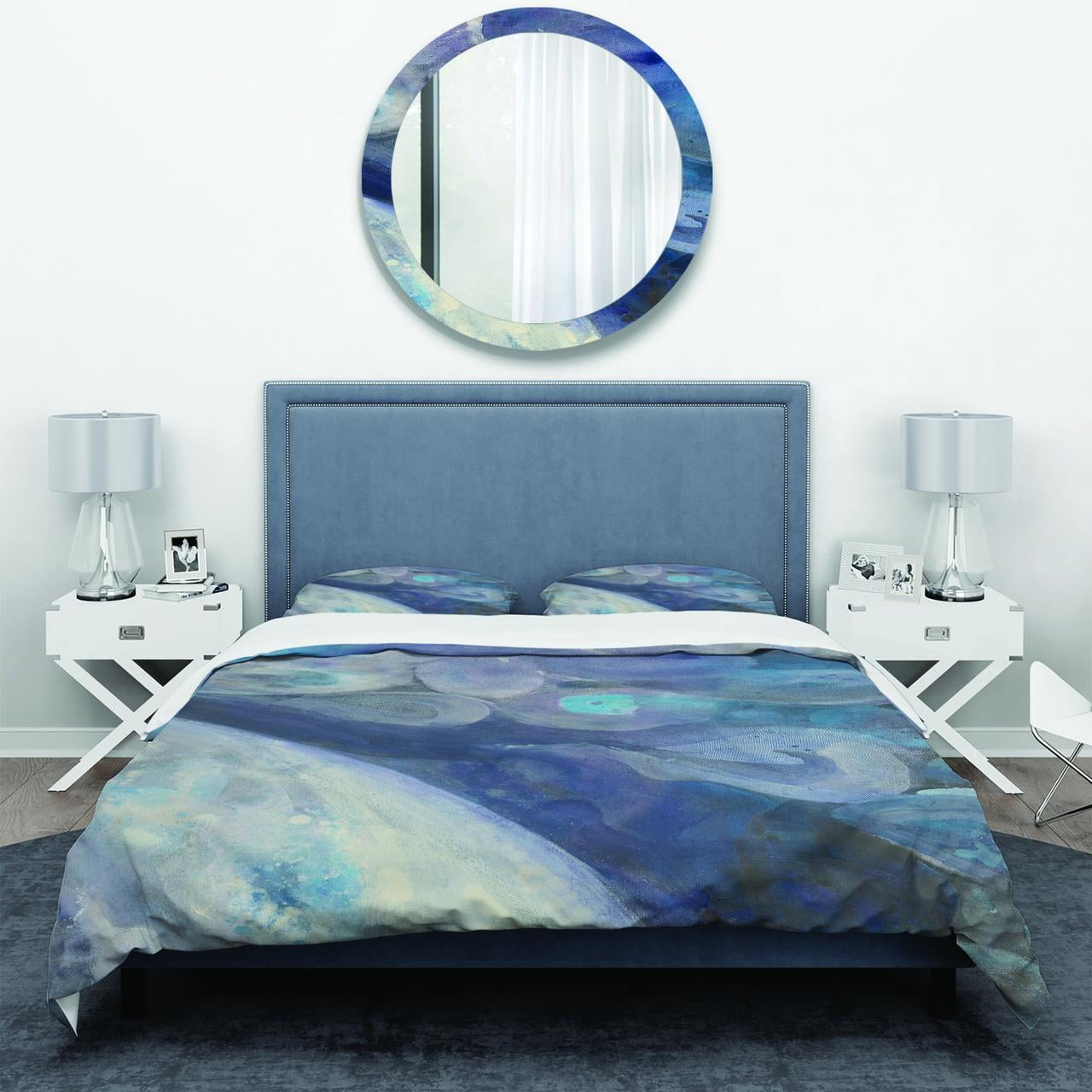 Designart 'Into the Indigo Stream I' Geometric Duvet Cover Set