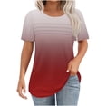 thumbnail image 1 of Plebaso Chemises Dégradées pour Femmes Manches Courtes Col Rond Tunique Décontractée Plissée Blouses Amples Habillées, 1 of 5