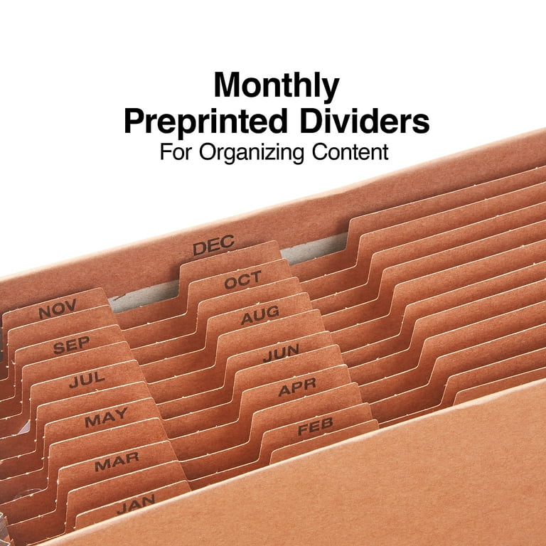 STAPLES Heavy-Duty Expanding File Jan-Dec Letter Size Brown 12