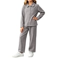 thumbnail image 2 of Wilark Girls Plaid Outfit Sets Comfy Soft Warm Lounge Long Sleeve Casual Kids Fall Winter Loungewears Dark Gray 10, 2 of 7