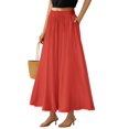thumbnail image 1 of Falda larga PRETTYGARDEN 2025 con volantes de verano, cintura alta, roja, 1 of 9