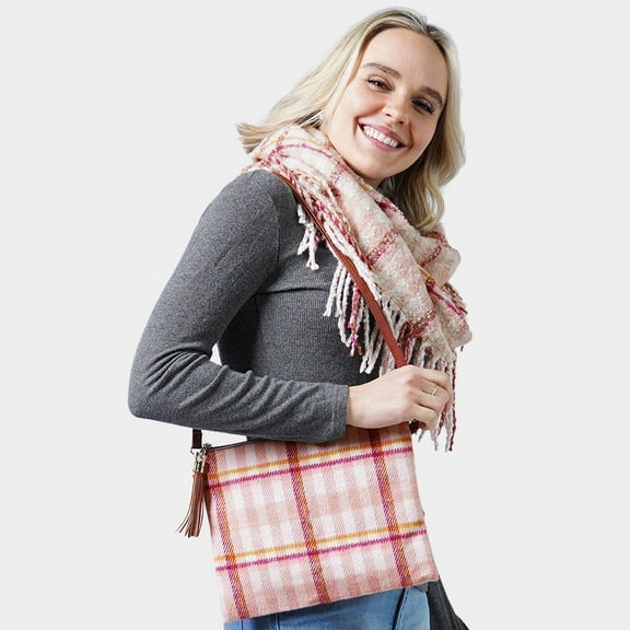 Plaid Check Crossbody / Clutch Bag