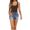 thumbnail image 3 of QUYUON Bodysuit for Women Summer Backless Sleeveless Scoop Neck T Shirt Bodysuit Jumpsuits One-Piece Bodysuits Tops Leotard Clothing Thong Bodysuits Catsuit Playsuit, Style 1300 Coffee S, 3 of 7