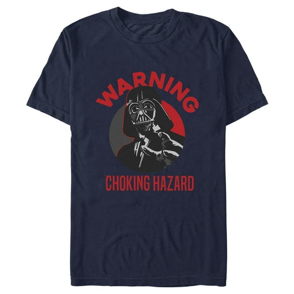 Men's Star Wars: A New Hope Warning Choking Hazard Graphic Tee Navy Blue Small