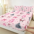 thumbnail image 4 of Feelyou Merry Christmas Child Twin Sheet Sets, Pink Princess Bowknot Twin Fitted Sheet, Reindeer Santa Claus Flat Sheet, Super Cozy Room Decor, 3 Pieces, 4 of 8