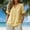 Yellow, variant on Ayfxijin Women's V-Neck Button Striped Print Shirt, Short Sleeve Linen Cotton Plus Size Blouse