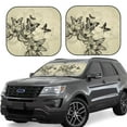 thumbnail image 2 of Bingfone Vintage Floral Windshield Sun Shade 2-Piece Foldable Car Front Window Sunshade for Most Sedans SUV Truck-Large, 2 of 7