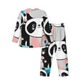 thumbnail image 2 of Kll Panda Cute Pink Hearts Sleepwear Mens Flannel Pajamas,Long Cotton Pj Set, 2 of 9