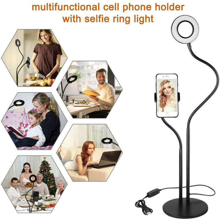  Universal Selfie Ring Light with Flexible Mobile Phone Holder  Lazy Bracket Desk Lamp LED Light for Live Stream Office Kitchen : Celulares  y Accesorios