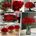 thumbnail image 5 of Morttic 24PCS Velvet Red Roses Artificial Flowers, Fake Roses Long Stem, Real Touch Faux Roses Bouquet Upgraded Artificial Red Roses for Home Wedding Party Office Hotel Centerpiece Arrangement, 5 of 9