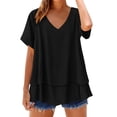 thumbnail image 4 of Women's Crew Neck T Shirts Oversized Boxy Cropped Tops Casual Short Sleeve Summer Cute Tees 2026, 4 of 9