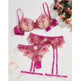 thumbnail image 2 of Hot Pink Lingerie Garter Silk Lace Set, 2 of 5