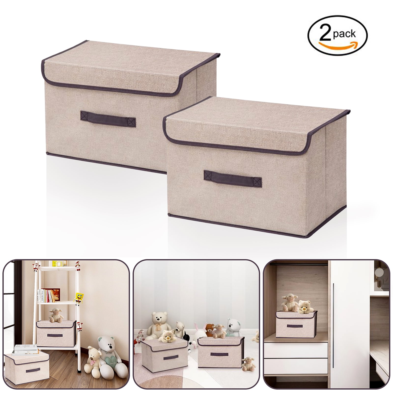 Small Closet Storage Bins, Stackable Storage Boxes for Shelves, Fabric