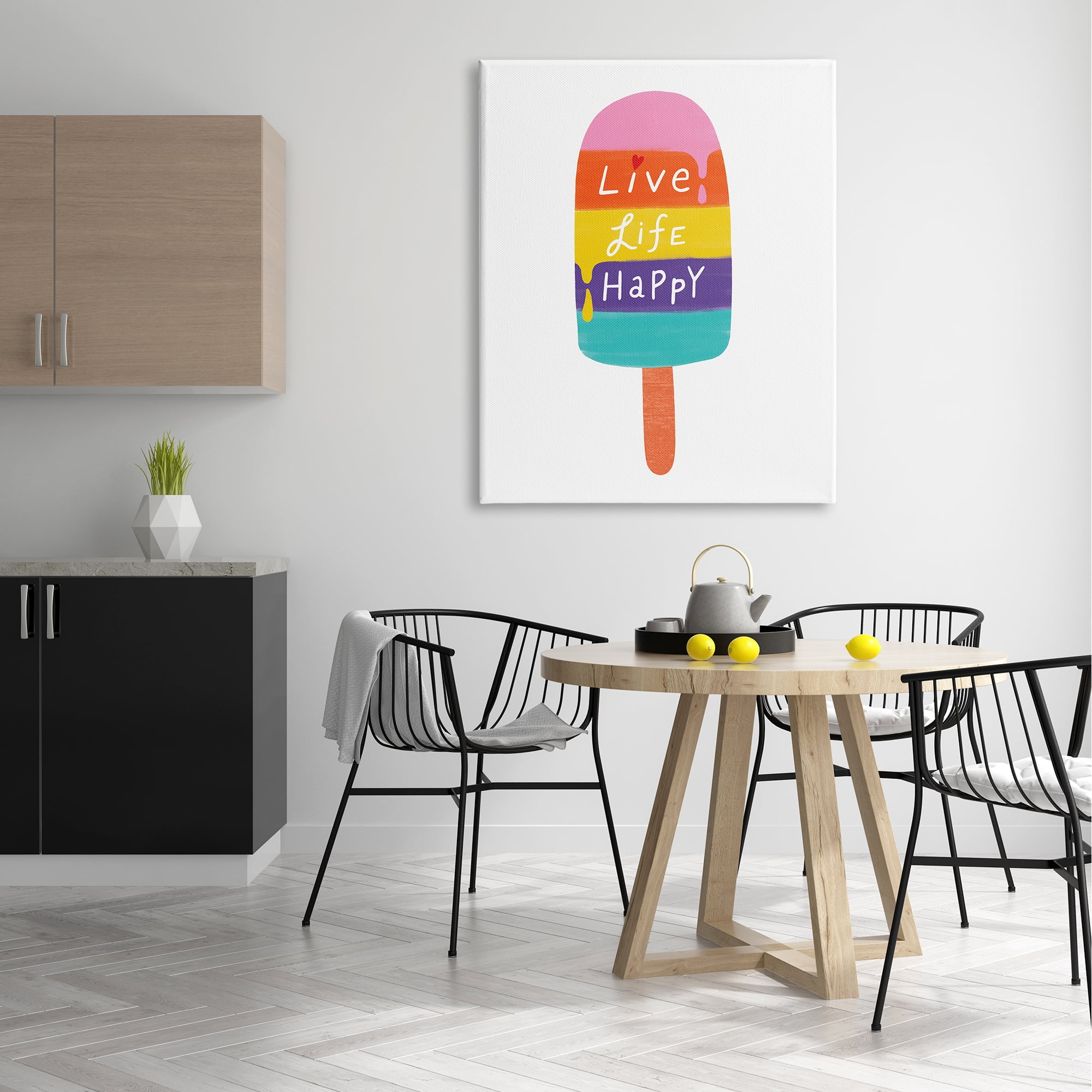 Stupell Industries Live Life Happy Rainbow Stripe Popsicle Summer Illustration,36 x 48, Design by Nina Seven