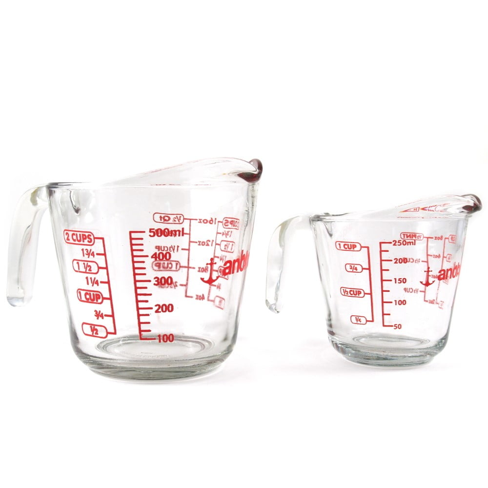 Anchor Hocking 2 Piece Glass Measuring Cup Set