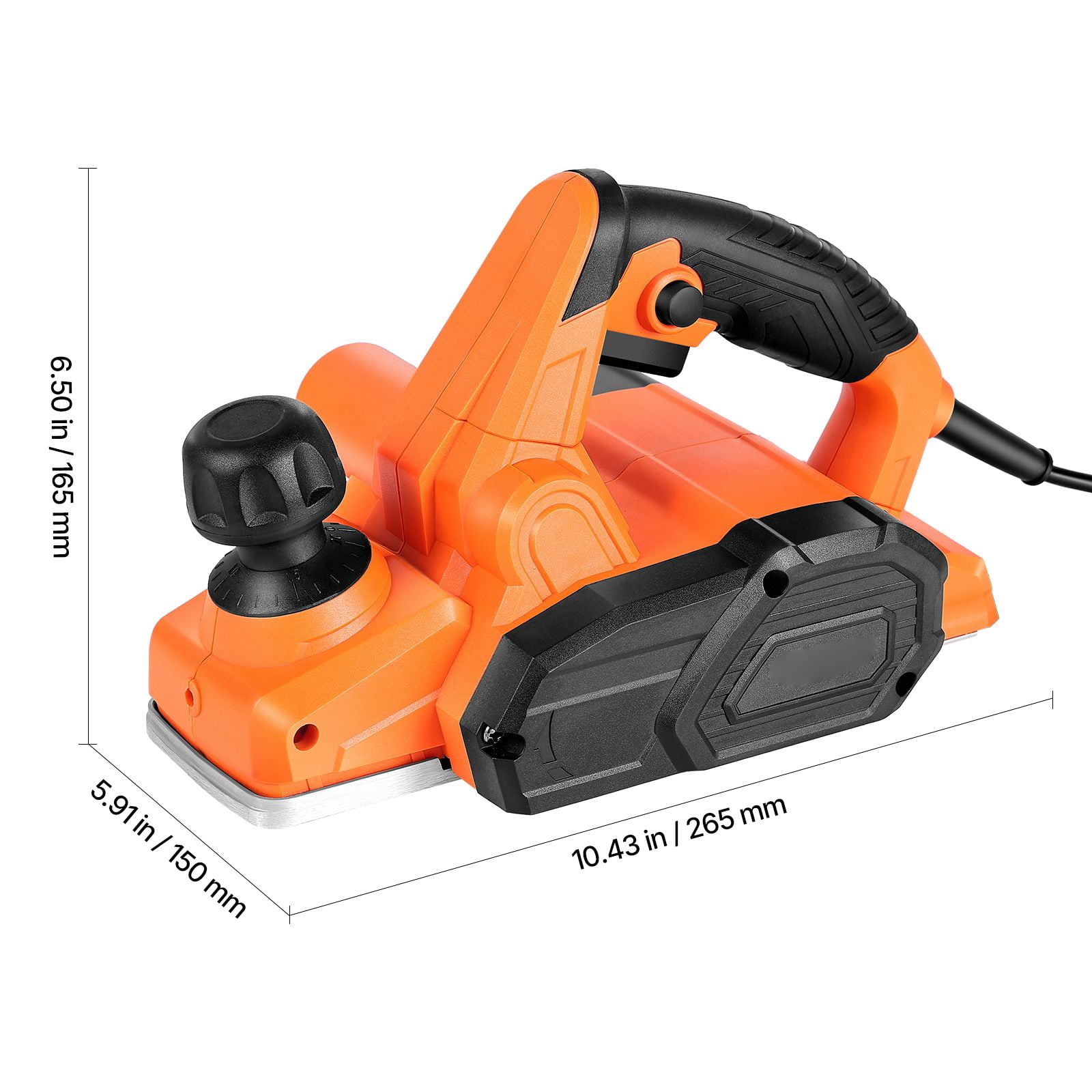 Electric Hand Planer with 3-1/4" Planing Width, 5/64" Depth, Adjustable Knob, Chamfering Groove, for Woodworking DIY Projects