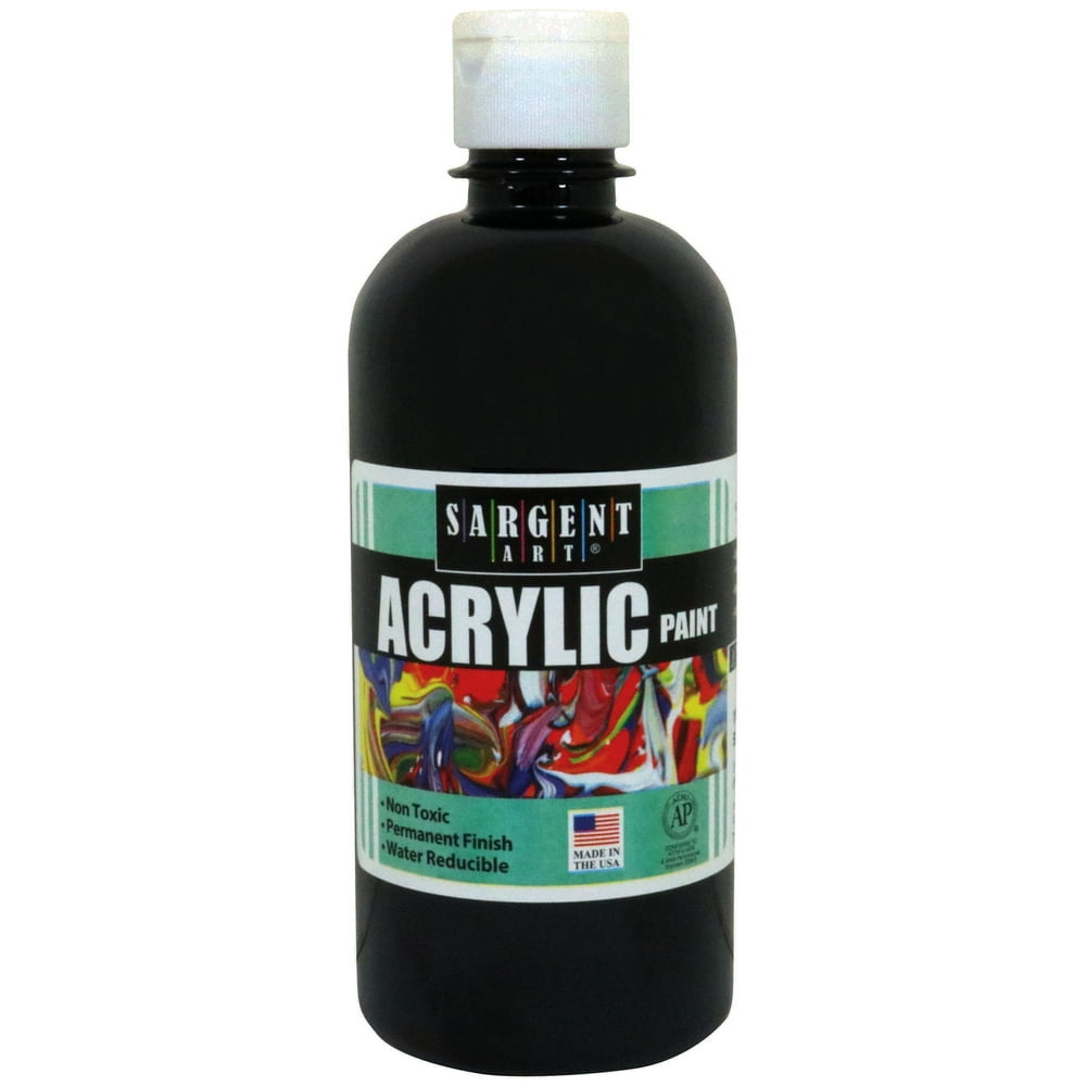 Sargent Art® Acrylic Paint, 16 oz. Squeeze Bottle, Black, 3/pkg