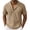 Beige-02, variant on Men's Band Collar Henley Shirt - Short Sleeve Casual Linen Cotton Beach Vacation T-Shirt