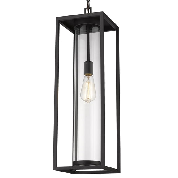 Z-Lite Dunbroch Clear Glass Aluminum Outdoor Chain Mounted Pendant in Black
