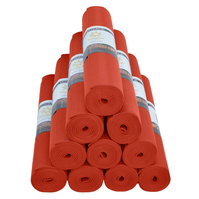Sunshine Yoga Voyage Yoga Mats Wholesale 10 Pack 72 x 24 x 5mm Easy to Clean Anti Tear Thick Studio Performance Red