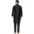 thumbnail image 3 of Men's Art Silk Indian Festival Wedding Party Clothes Kurta Pajama (Black, XL), 3 of 5