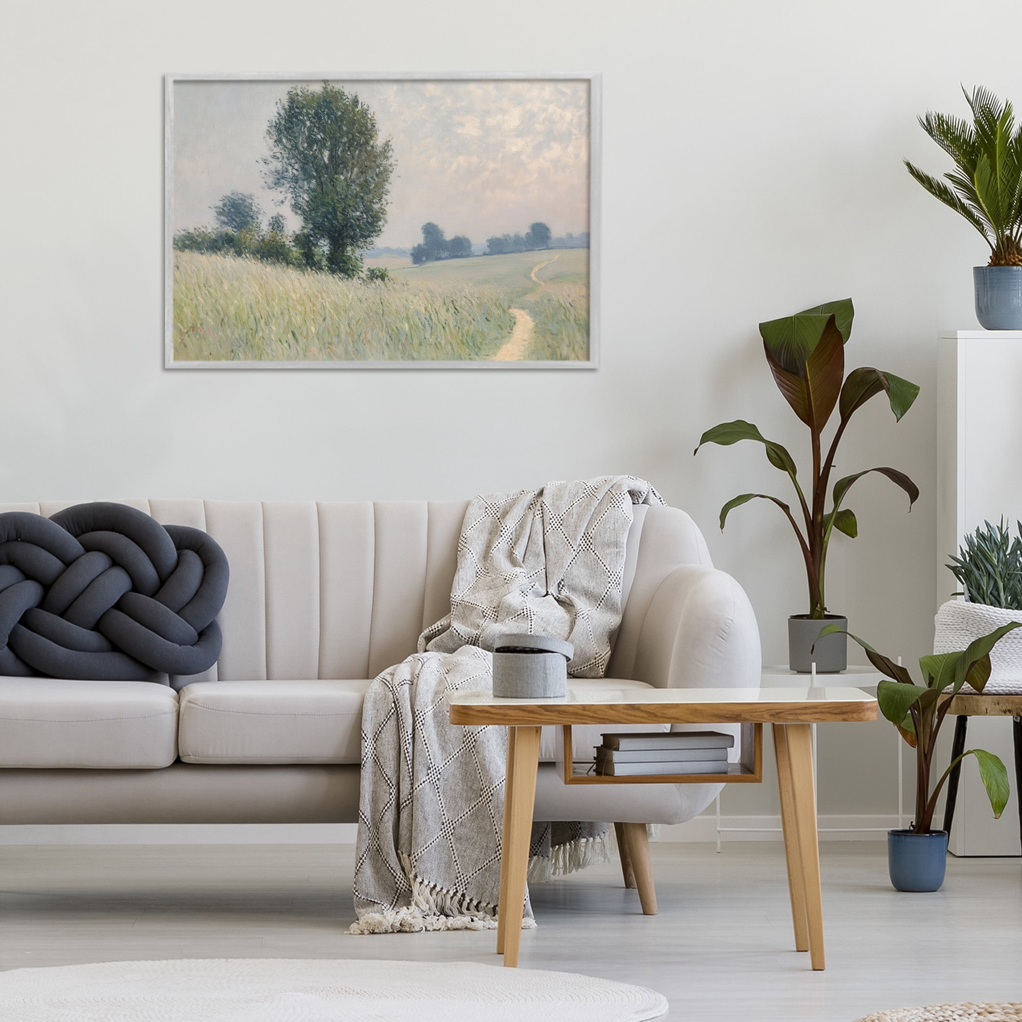 Stupell Industries Tall Grass Path Through Meadow Gray Framed Giclee Art, design by Petal Prints Design